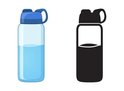 Plastic water bottle icon in flat colorful and silhouette style. Beverage v.. Stock Illustration