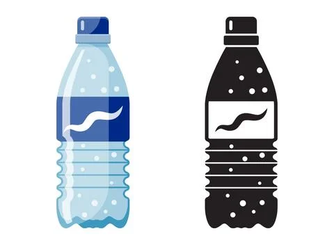 Plastic water bottle icon in flat colorful and silhouette style. Beverage v.. Stock Illustration