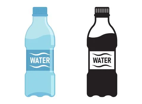 Plastic water bottle icon in flat colorful and silhouette style. Beverage v.. Stock Illustration