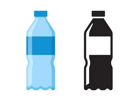 Plastic water bottle icon in flat colorful and silhouette style. Beverage v.. Stock Illustration