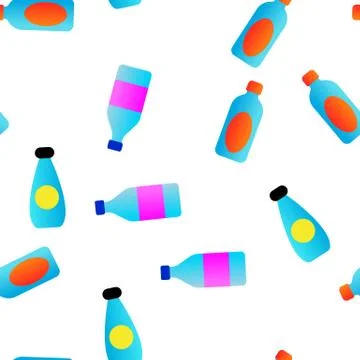 Plastic Water Bottle Linear Seamless Pattern 库存插图