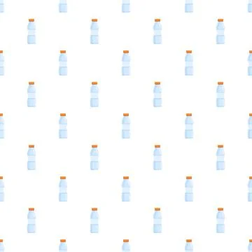 Plastic water bottle repeating pattern on white background Stock Illustration