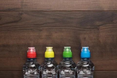 Plastic water bottle on the table Stock Photos