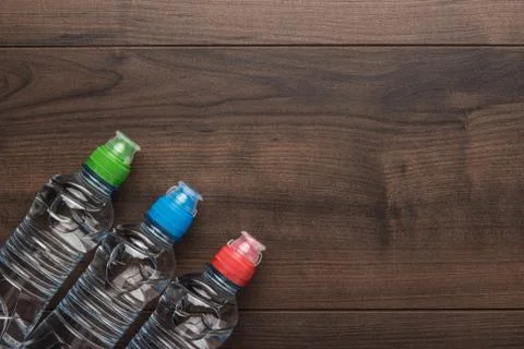 Plastic water bottle on the table Stock Photos