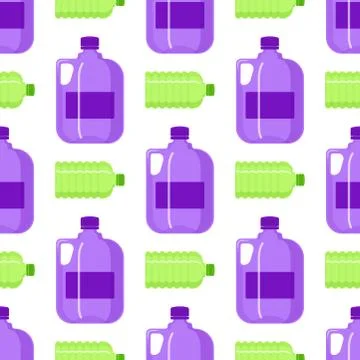 Plastic water bottle vector blank nature clean seamless pattern background Stock Illustration