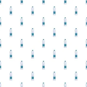 Plastic water bottles creating a seamless pattern background Stock Illustration