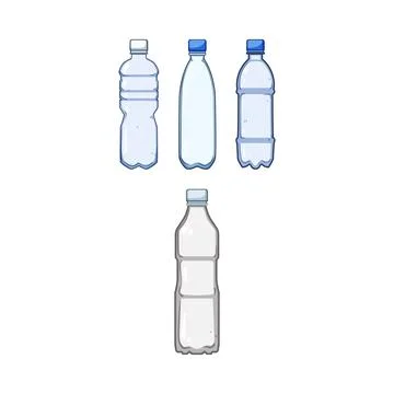 Plastic water bottles different shapes and designs Stock Illustration