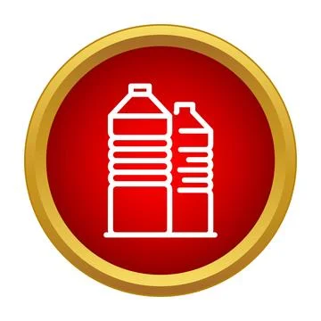 Plastic water bottles icon representing hydration and recycling Stock Illustration