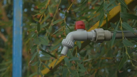Plastic water tap at the cottage Stock Footage 114919044