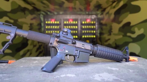 Plastic Weaponry: Realistic Military Training Simulations Video stock 249254476