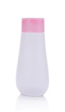 Plastic white Bottle on white background Photos