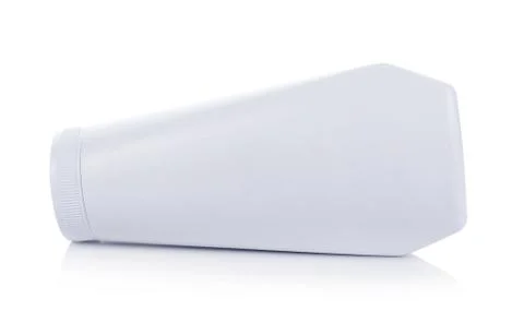 Plastic white Bottle on white background Photos