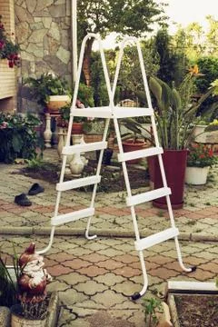 The plastic white ladder Stock Photos