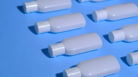 Plastic white medical jars. Video stock 142856654