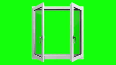 Plastic window 3d opening on a chroma key backgroun Stock Footage 329294257