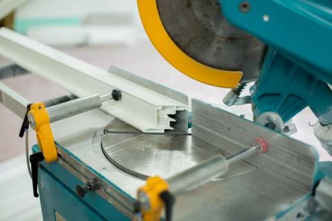 Plastic window assembly. Manufacture of plastic windows. Stock Photos
