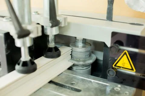 Plastic window assembly. Manufacture of plastic windows. Stock Photos