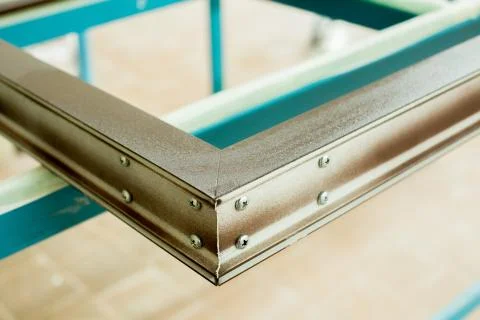 Plastic window assembly. Manufacture of plastic windows. Stock Photos