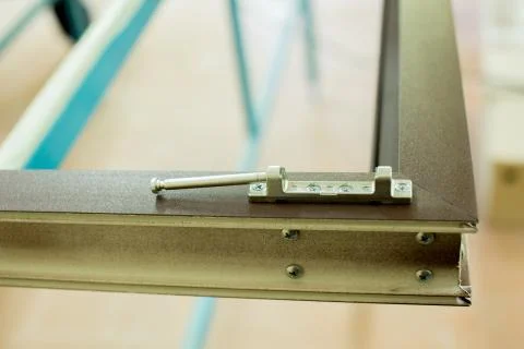 Plastic window assembly. Manufacture of plastic windows. Stock Photos