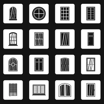 Plastic window forms icons set squares vector Illustrazione stock
