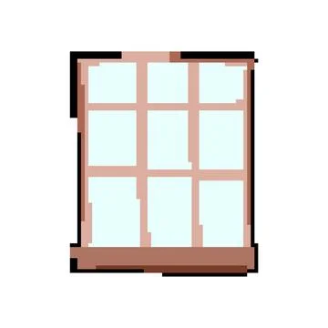 Plastic window frame pixel art vector illustration Stock Illustration