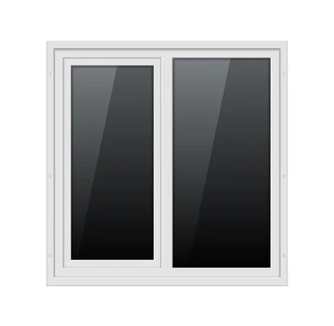 Plastic window glass vector frame. Plastic window wall isolated panel building Ilustración de archivo