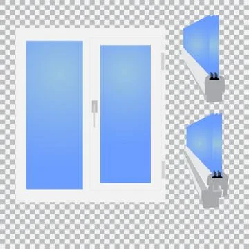 Plastic window, glazed sectional on checkered background illustration Illustrazione stock