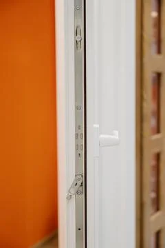 Plastic window handle close up Stock Photos