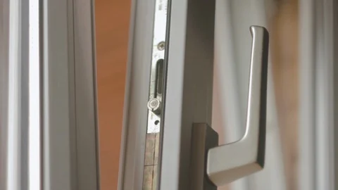 Plastic window is open for airing. Fresh air at home. Coronavirus Precautions Video stock 129096665