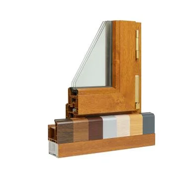 Plastic window profile. Windows section with triple glazing Fotos de archivo