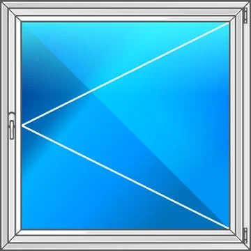Plastic window, scheme, design, glass, white frame, plastic. Illustration