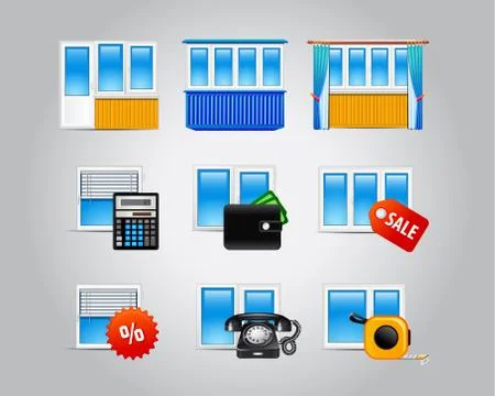 Plastic-windows-icons Stock Illustration