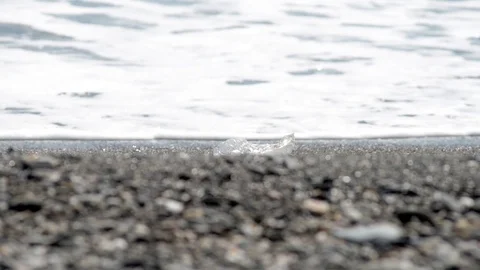 Plastic on the windswept beach Stock Footage 121090928