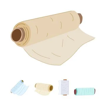 Plastic wrap roll and different types of films Stock Illustration