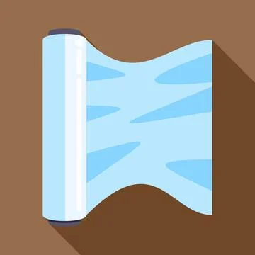 Plastic wrap roll unrolling kitchen supply flat icon Stock Illustration