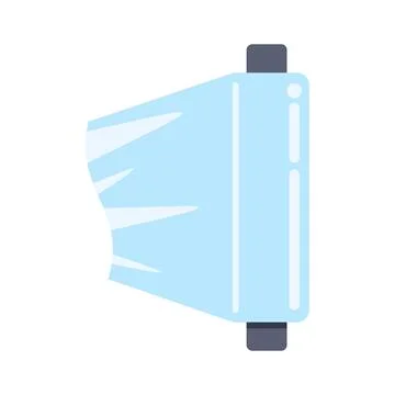 Plastic wrap roll unwrapping, preserving food in kitchen Stock Illustration