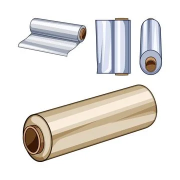 Plastic wrap rolls for food packaging and household use Stock Illustration