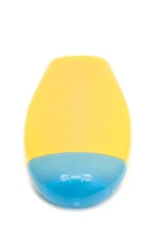 Plastic yellow bottle macro Foto stock