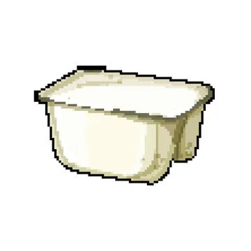 Plastic yogurt package pixel art vector illustration Stock Illustration