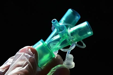 Plastic ypsilon piece of breatching system tubes connection Stock Photos