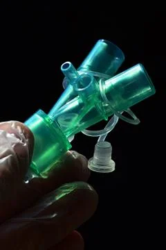 Plastic ypsilon piece of breathing system tubes connection Stock Photos