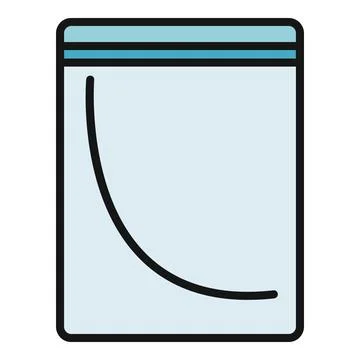 Plastic zipper storage bag outline drawing icon Stock Illustration