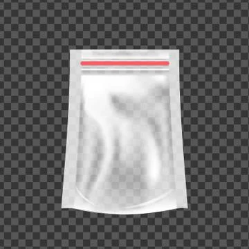 Plastic Zipper . Zip Wrap. Empty Product Polyethylene Mock Up Template. Nylon Illustrazione stock