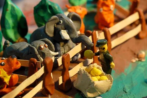 Plasticin zoo Stock Photos