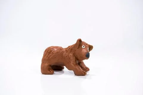 Plasticine artwork. Handmade Bear. Stock Photos