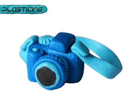 Plasticine camera blue  Stock Illustration