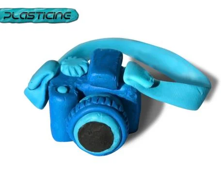 Plasticine camera blue Stock Illustration