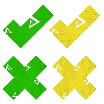 Plasticine check mark stick on white background Stock Illustration
