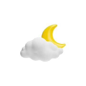 Plasticine cloud and crescent 3D style, vector illustration Stock Illustration