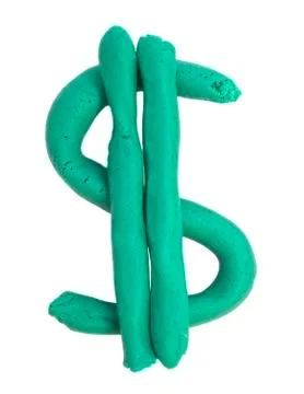 Plasticine dollar on white background Stock Photos